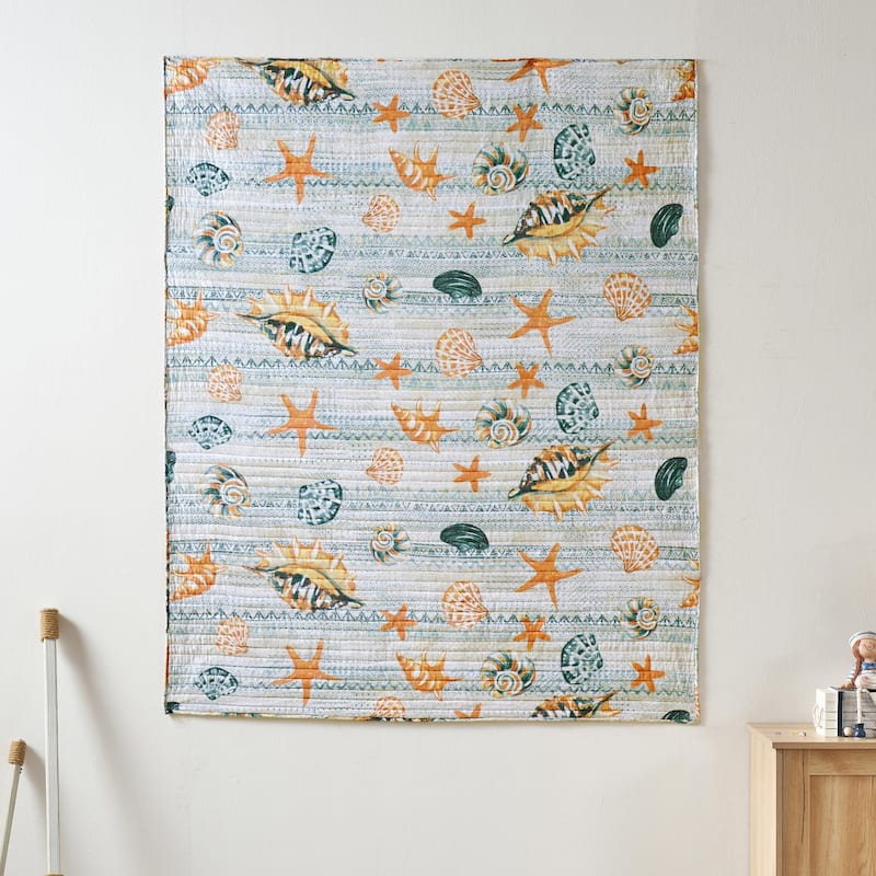 Greenland Home Kona Cotton-Rich Quilted Coastal Throw Blanket