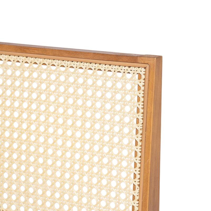 Rattan Dining Chair Set of 2, Armless Side Chairs with Wood Legs