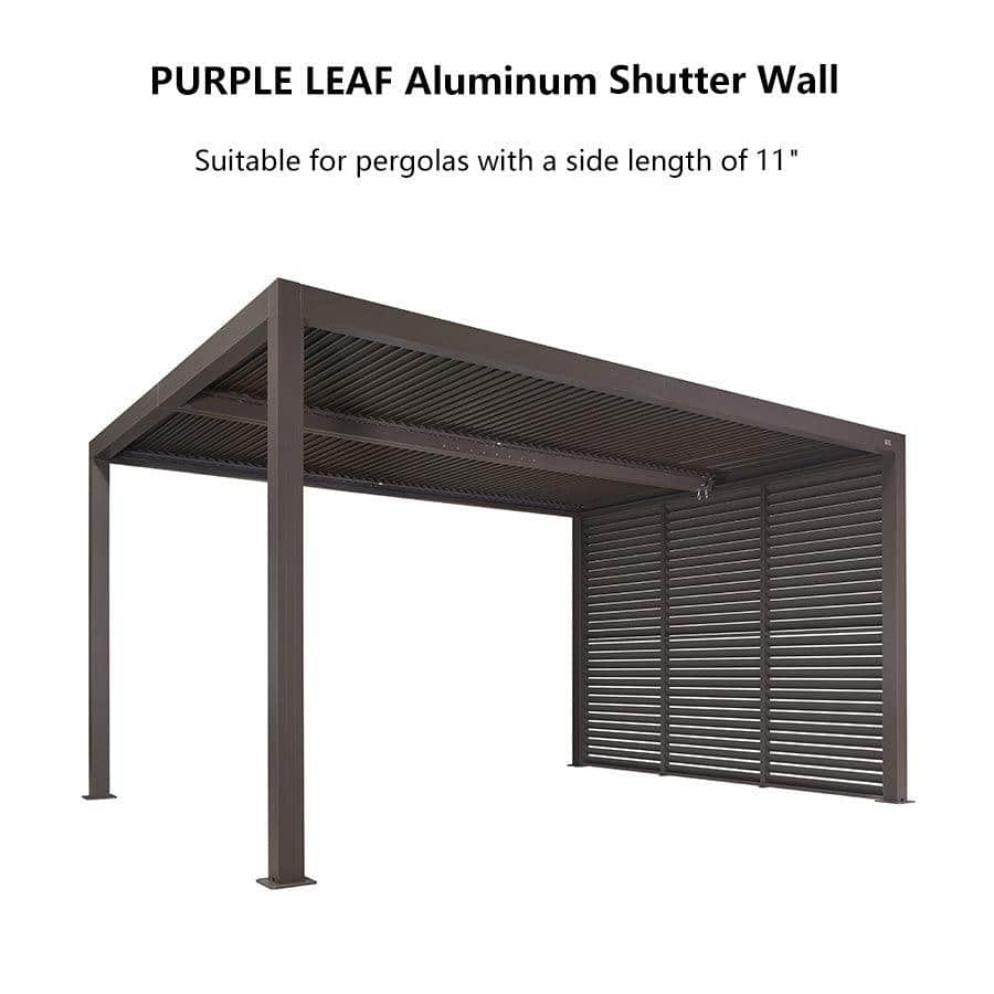 PURPLE LEAF Bronze Louvered Pergola Accessories Roller Blinds, Strip Light and Shutter Wall(Pergola Not Included)