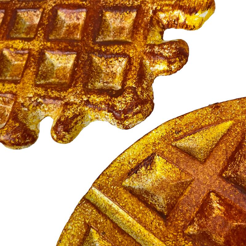Set Of 2 Cast Iron Waffle Trivets Plaques Kitchen Decor Zeckos - 8 X 8.25 X 0.75 inches