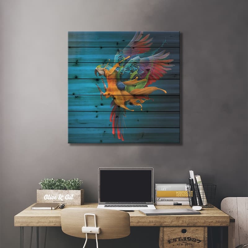 Flying Colours Print On Wood by Sulaiman Almawash - Multi-Color