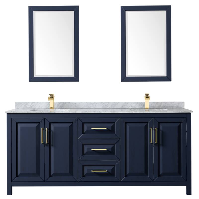 Daria 80-inch Double Vanity, Marble Top, 24-inch Mirrors