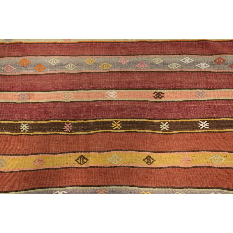 Hand Woven Oriental 100% Wool Carpet Southwestern Tribal Oranges & Rust Kilim Area Rug - 7' 11'' X 4' 6''