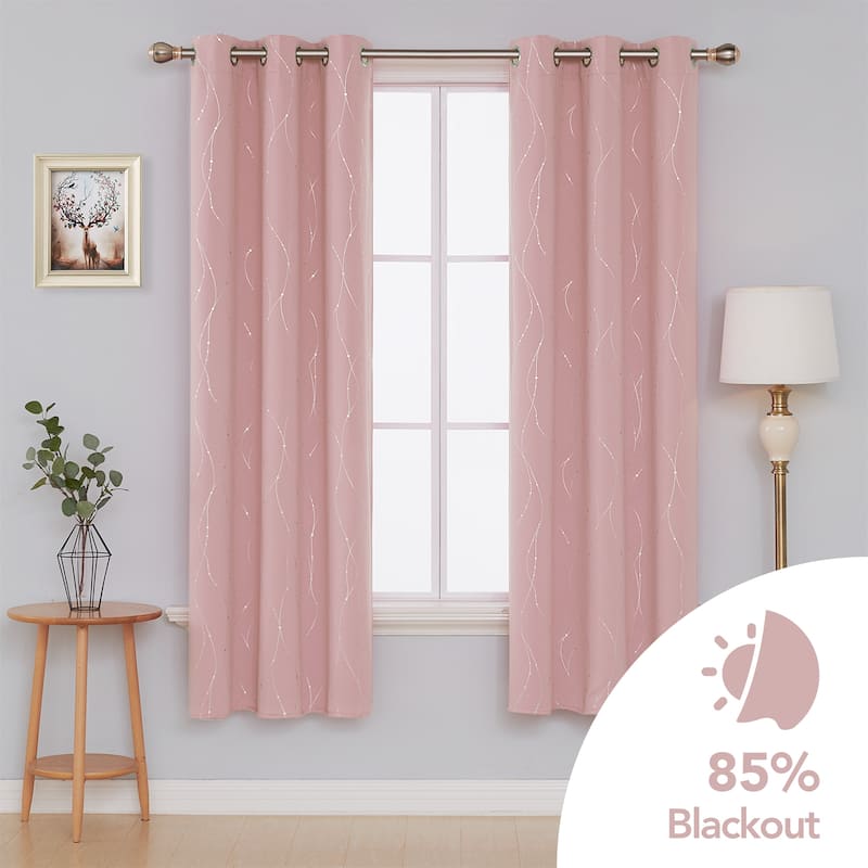 Deconovo Wave Line with Dots 42 Width Curtains Pair(2 Panel)
