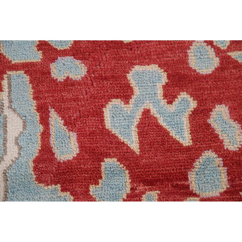Light Blue Floral Oushak Rug Hand-Knotted Oriental Wool Carpet - 8'10"x 11'10"