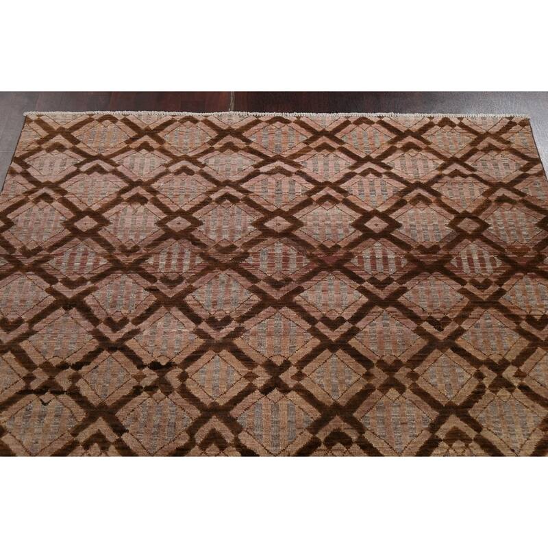 Geometric Gabbeh Kashkoli Oriental Area Rug Wool Hand-knotted Carpet - 5'7" x 7'9"