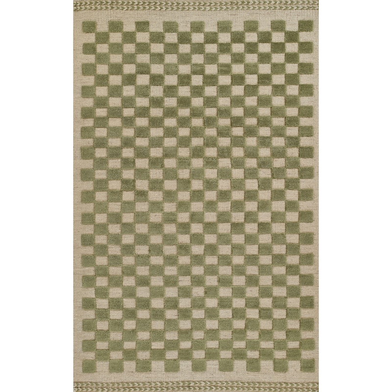 Momeni Willow Hand Woven Wool Checker Area Rug - 2' 6" x 8' - Green - Runner