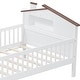preview thumbnail 7 of 16, Twin Size Wood Platform Bed with House-shaped Headboard, LED, and Built-in Storage, White