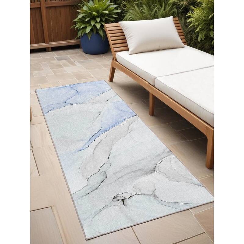 Bax Artistic Abstract Weather Resistant Classic Meets Modern Outdoor Rug - 8' Runner - Multi