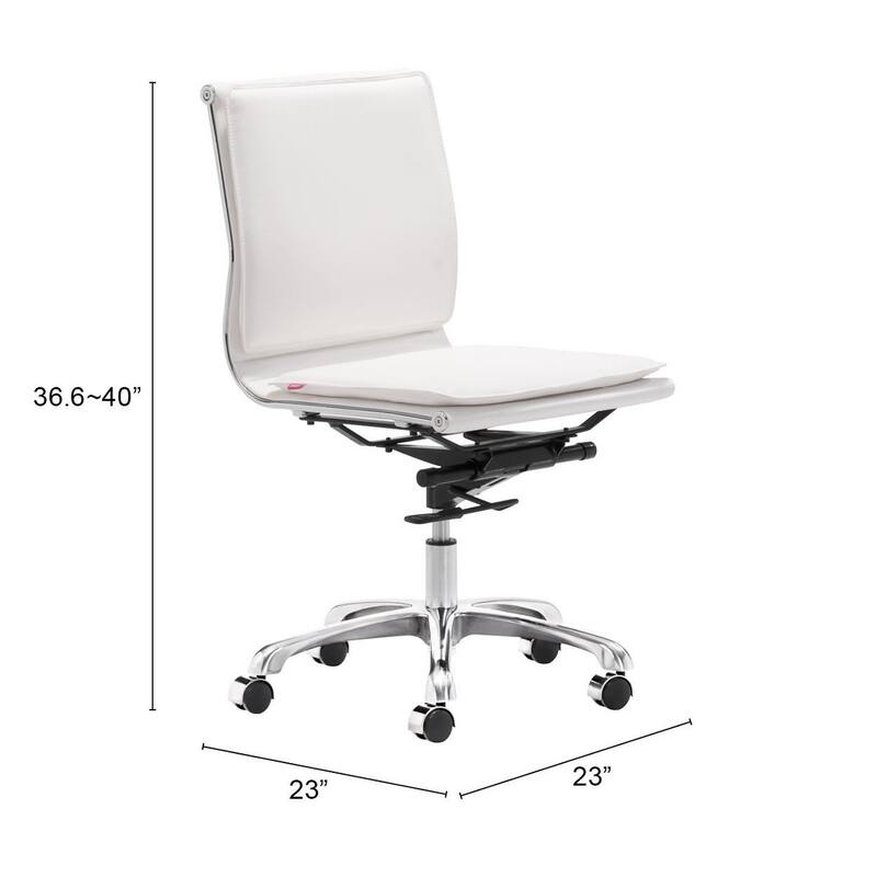 Dream Plus Armless Office Chair White - 23L x 23W x 36.6-40H