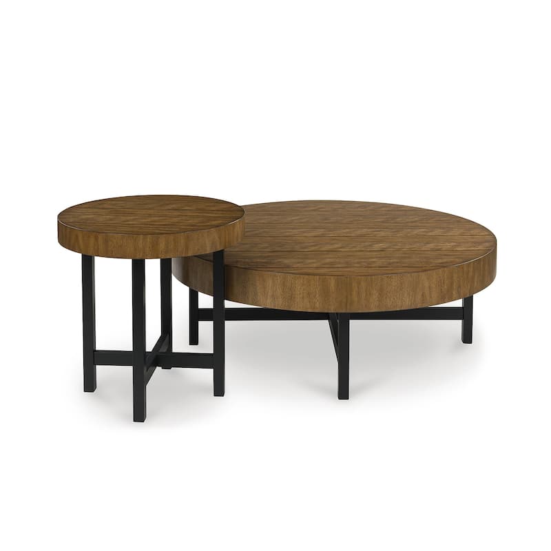 Signature Design by Ashley Steenlage Brown/Black Table (Set of 2) - 48" W x 48" D x 17" H