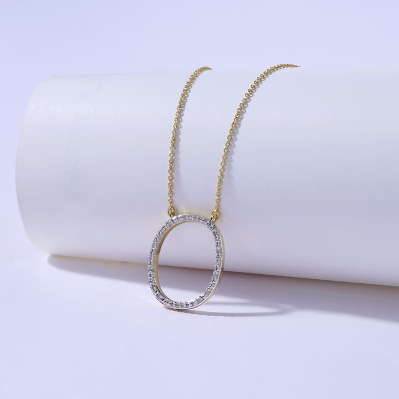 1/20ct TDW Diamond Classic Initial Pendant Necklace in Silver for Women - O - Yellow