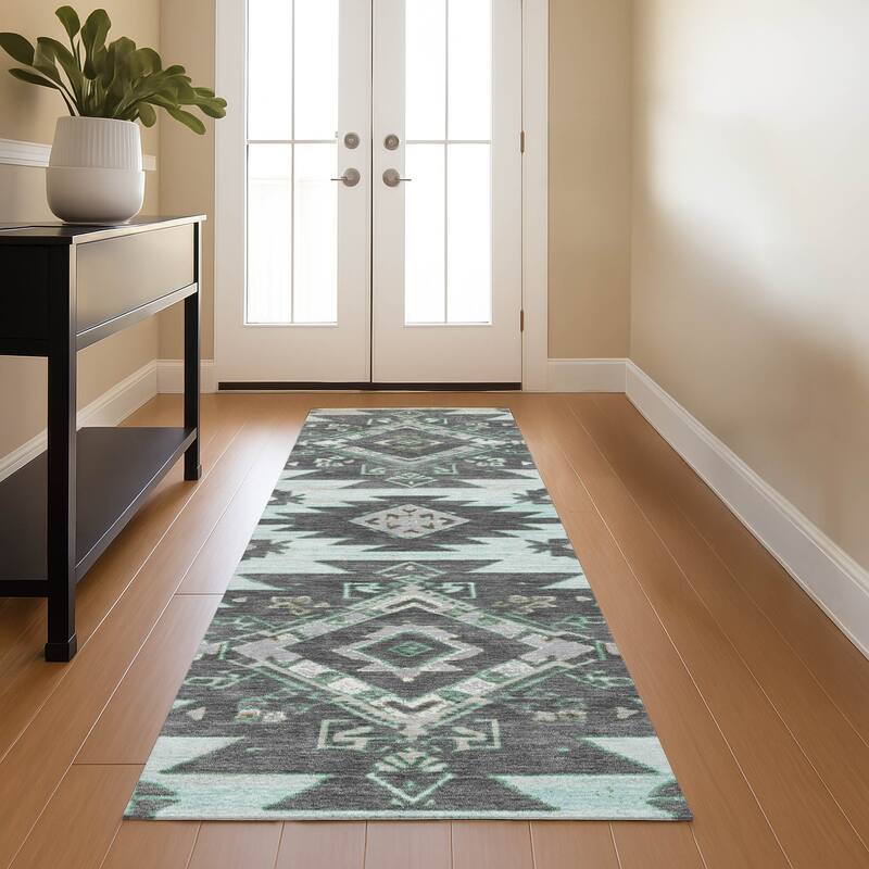 Premium Washable Super Soft Global Tribal Mayfield Rug - Mint - 2'3" x 7'6"