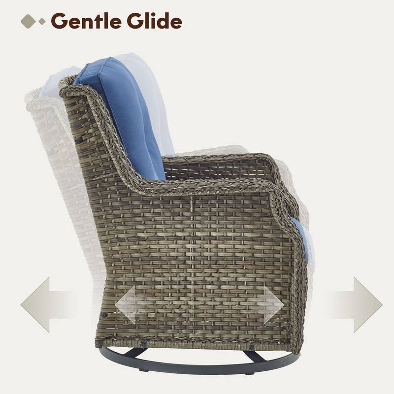 Gymojoy Wicker Swivel Glider Chair with Pro Olefin Cushions - 2-Piece