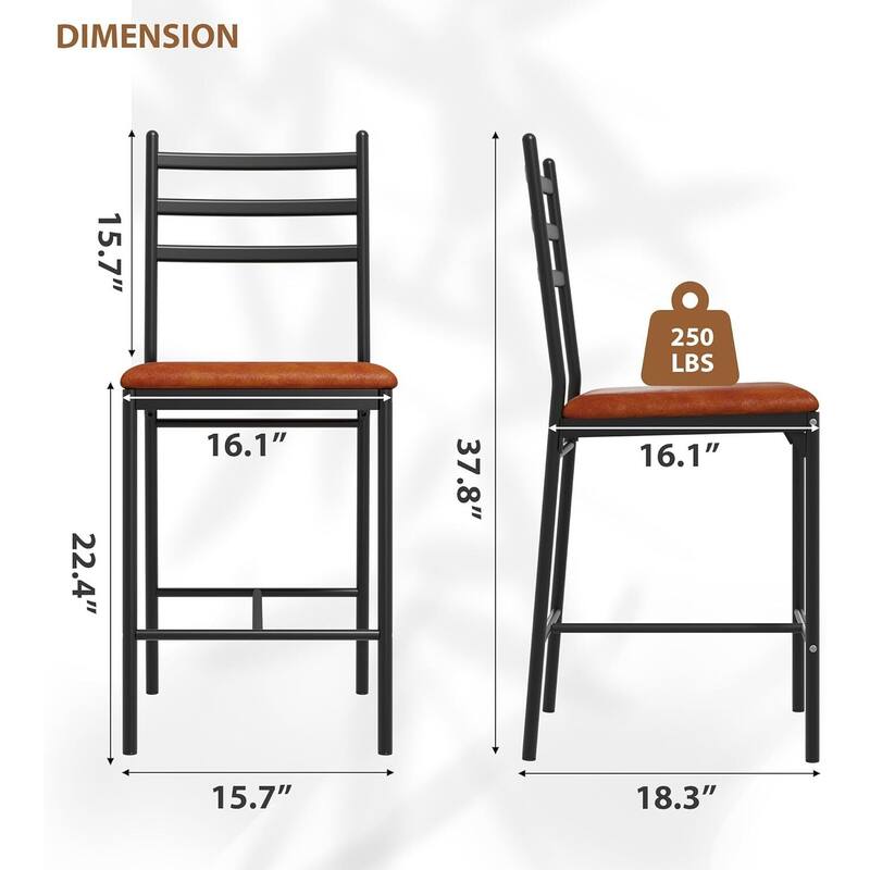 Faux Leather Upholstered 22 Inch Counter Height Barstools Set of 2