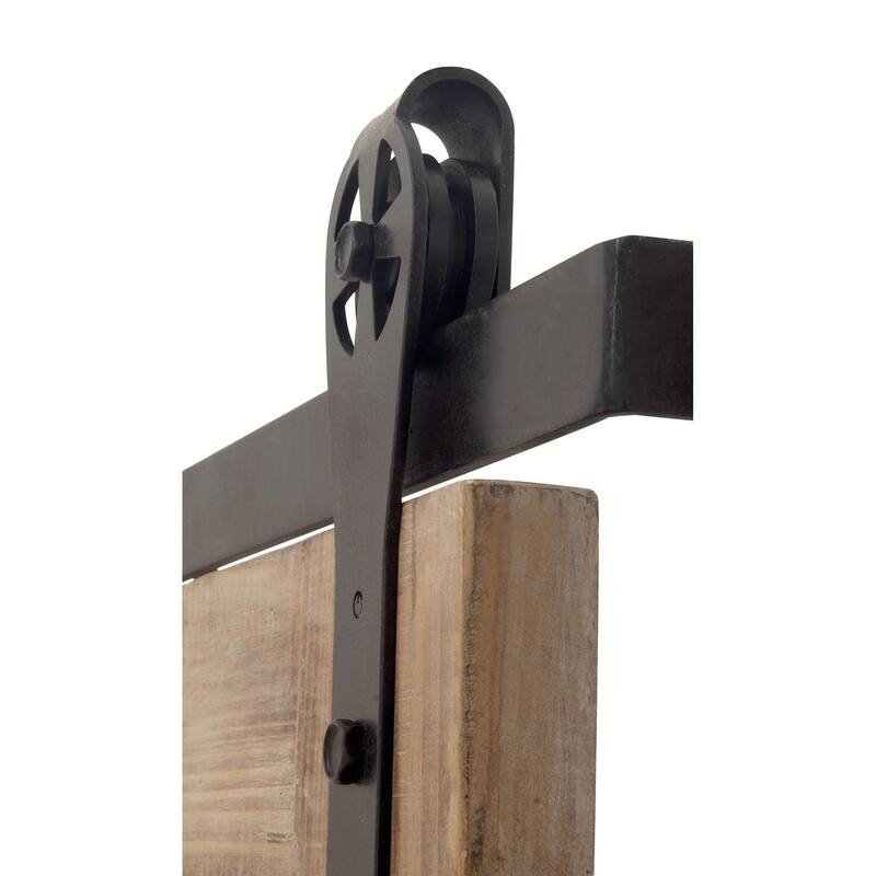 Wood Wall Mirror with Black Metal Hanging Rod - Brown - Roche River Decor