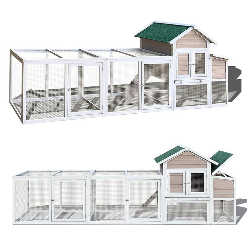 122" Metal Poultry Fencing, Large Wood Chicken Coop w/ Nesting Box