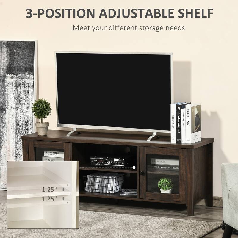 Modern TV Stand with Adjustable Shelves Cable Management and Heavy Duty Capacity - 55" W x 15.5" D x 19.75" H