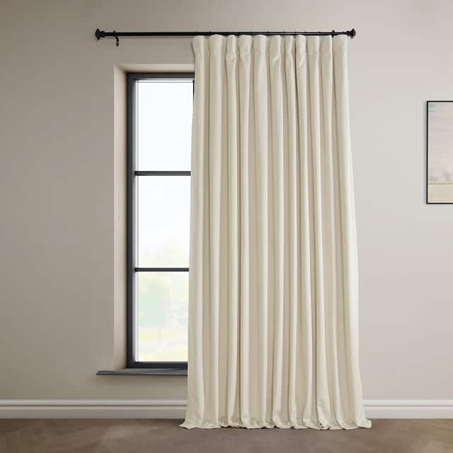 Exclusive Fabrics Signature Plush Velvet Hotel Blackout Curtain (1 Panel) - Diva Cream - 100 X 96
