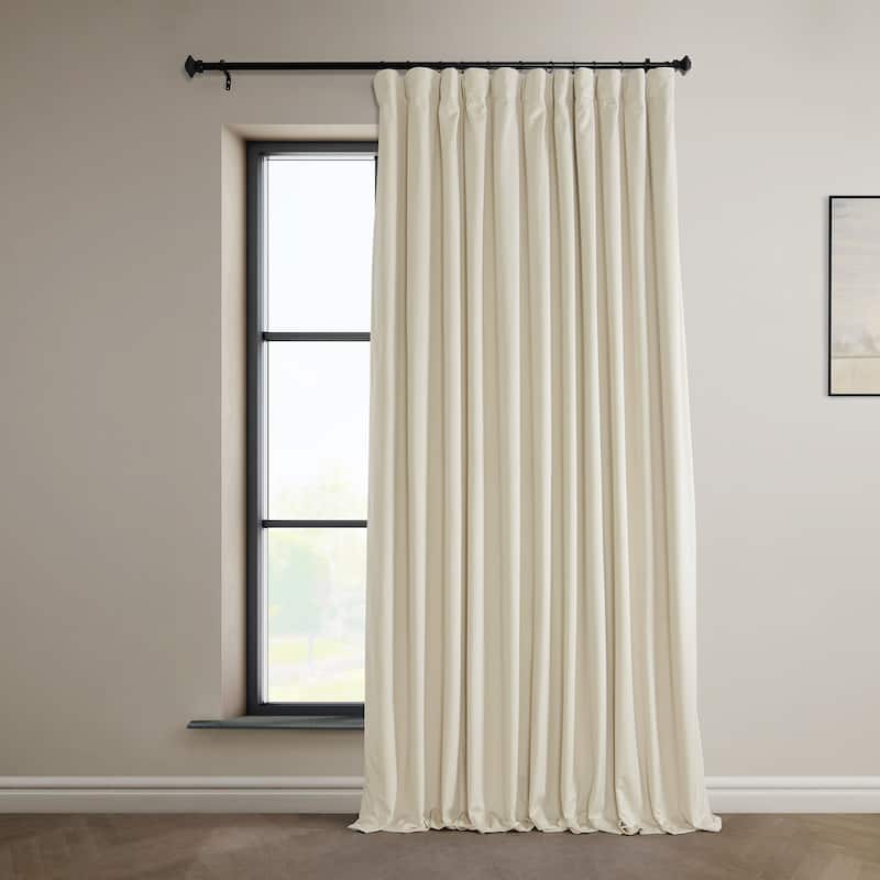 Exclusive Fabrics Signature Plush Velvet Hotel Blackout Curtains (1 Panel) - Luxury Soft Drapery for Light Control & Elegance - 100 X 108 - Diva Cream