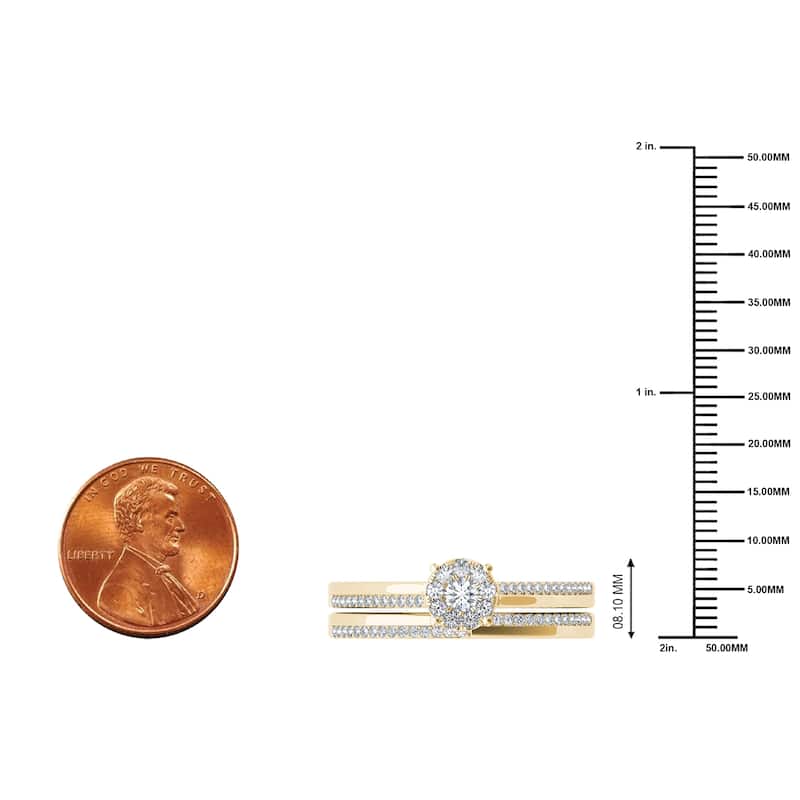 1/3ct TDW Diamond Cluster Bridal Set in 10K Gold for Women