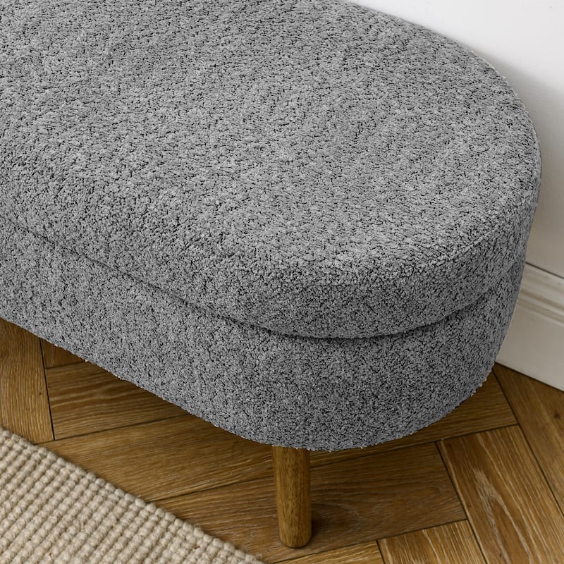 Farmhouse Style Fabric Solid Wood Storage Bench with Flip Top