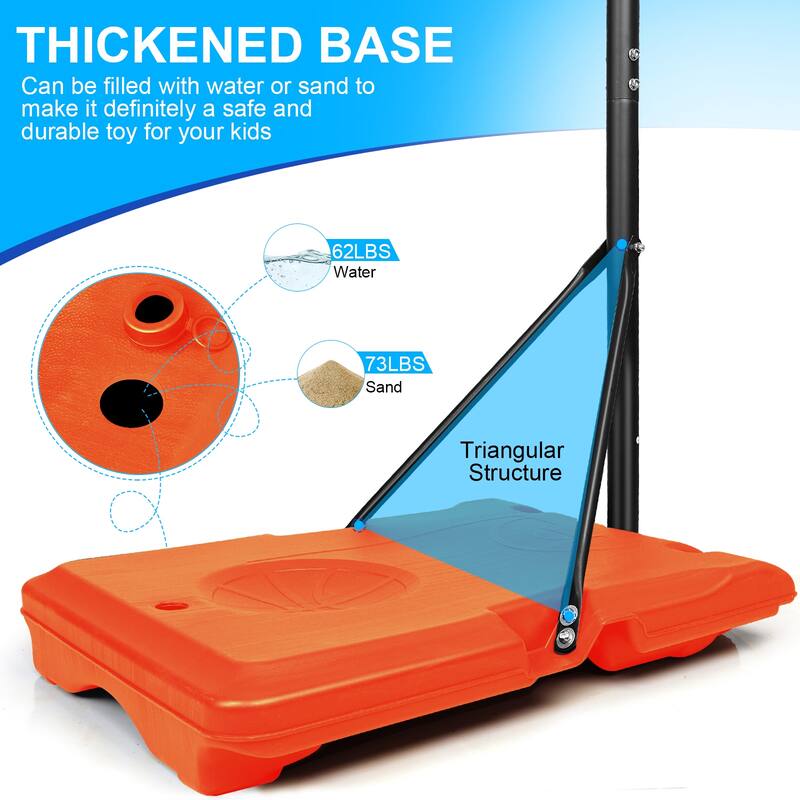 Roomfitters Portable Basketball Goal System with Stable Base and Wheels, Adjustable Height 5.6-7ft for Indoor Outdoor