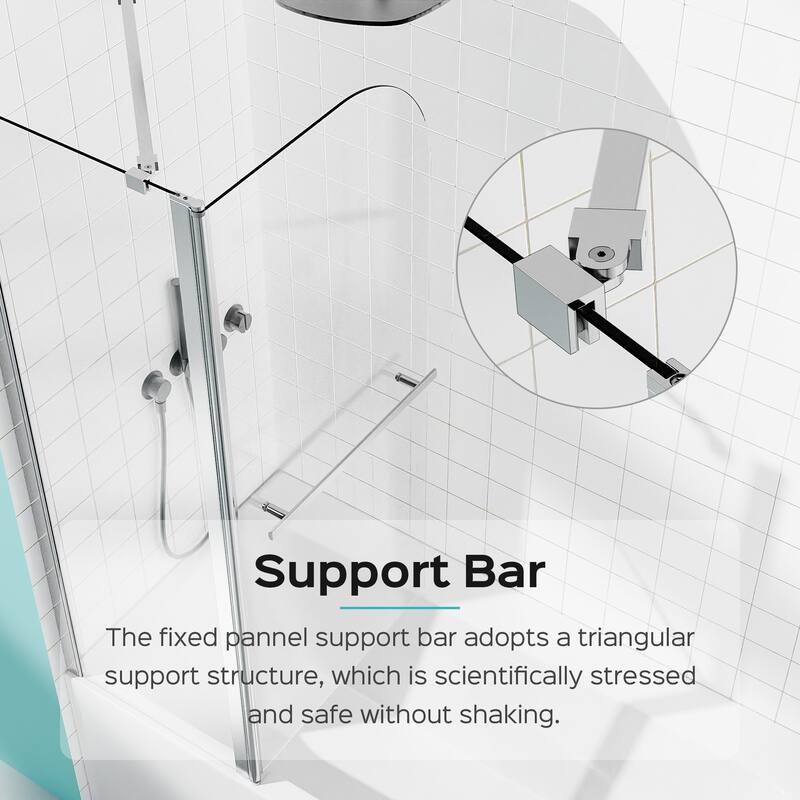 Topcraft 43“ W * 58” H Tempered Glass Frameless Shower Door