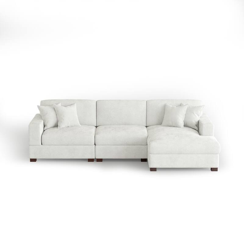 Modern Oversized Chenille Modular Sectional Sofa With Chaise