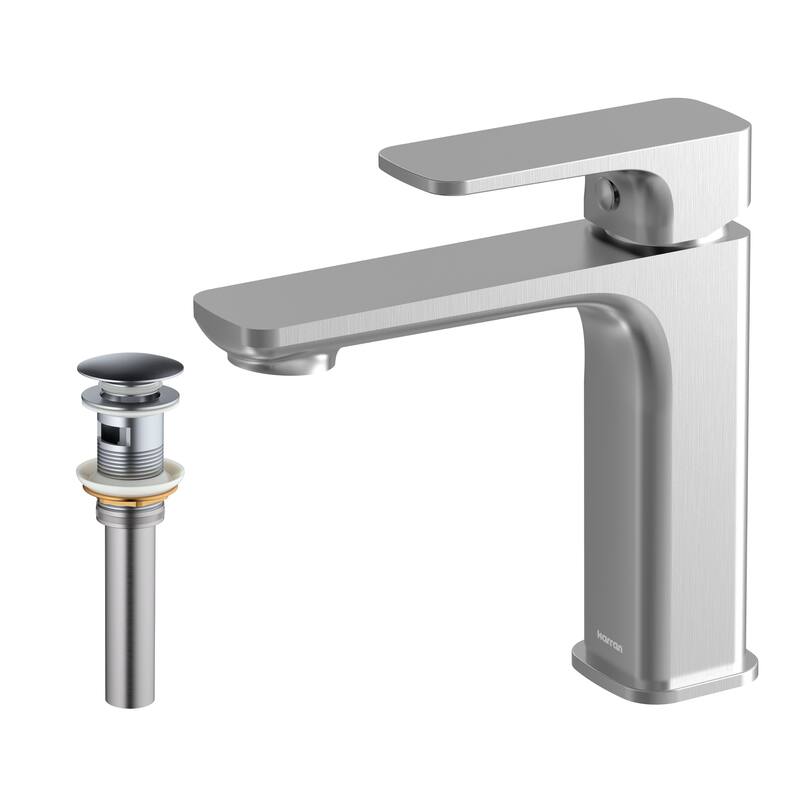 Karran Venda KBF510 Single-Handle Single Hole Basin Bathroom Faucet with Matching Pop-up Drain - Stainless Steel