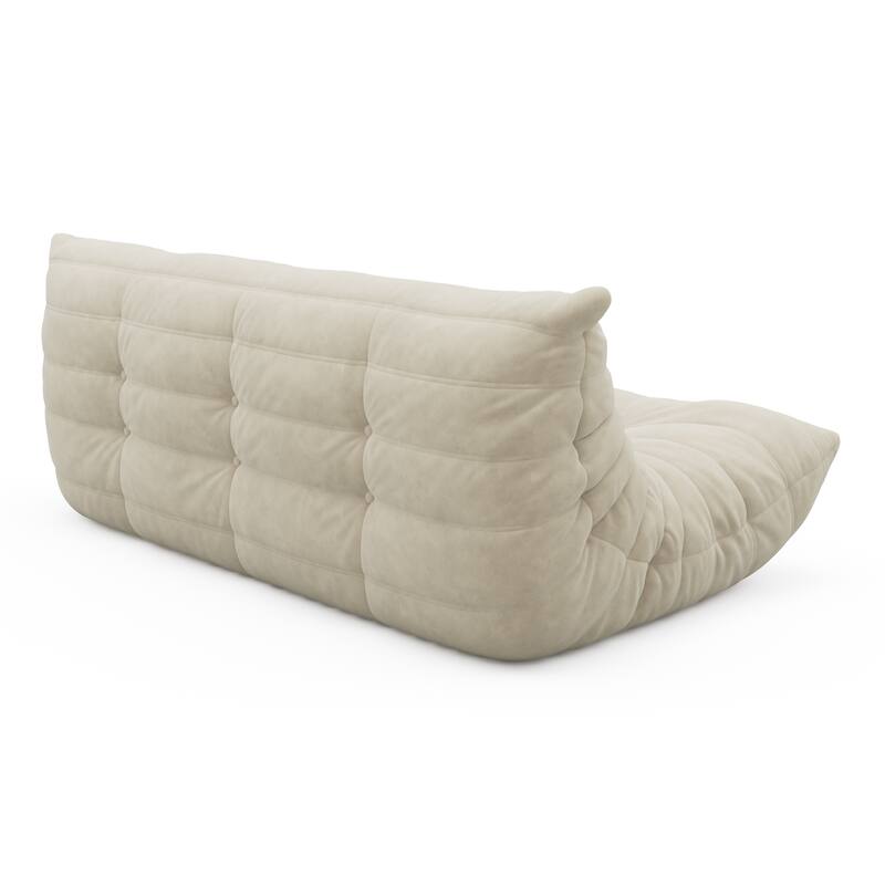 3 Seat Suede Fabric Lounge Floor Couch Lazy Sofa for Living Room