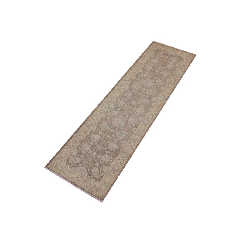 Oriental Ziegler Kathline Brown Ivory Hand-Knotted Wool Runner - 2'9'' x 9'10''