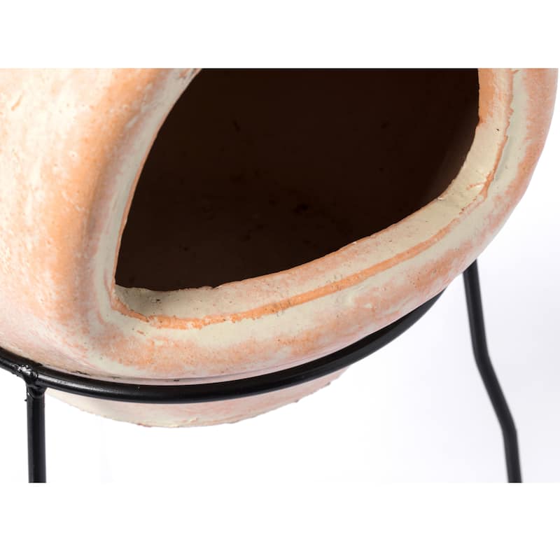 Outdoor Clay Chiminea Sun Design Charcoal Burning Fire Pit - 12" Diameter x 25.50" High
