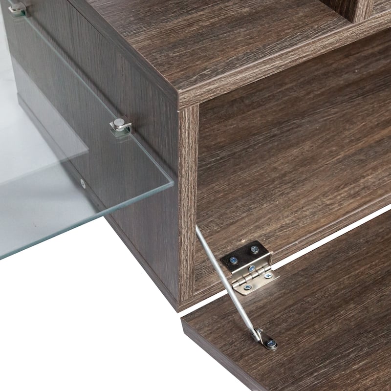 51" TV Stand with Glass Shelf & LED for TVs Up to 55"
