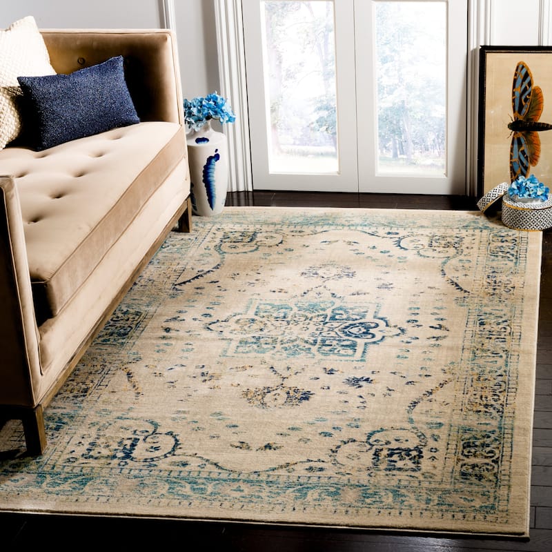 SAFAVIEH Evoke Elisabelle Distressed Vintage Boho Rug - 9' x 12' - Beige/Turquoise