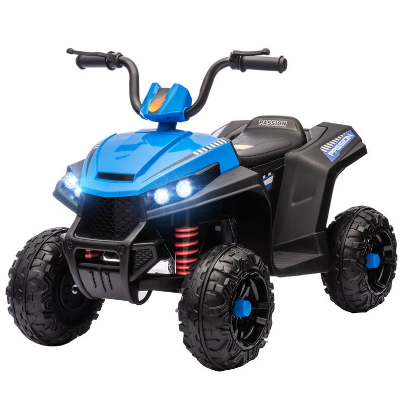 12V Kids Electric ATV Four-Wheeler, Battery Powered Ride-On with LED Lights, MP3, Spring Suspension, and Dual Motors - Blue