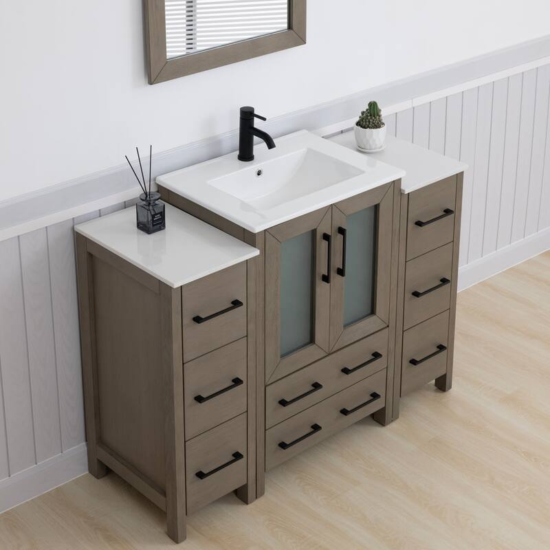 Vanity Art 48 in. Single Sink Bathroom Vanity with Top and Mirror - 48 X 18.1 X 35.8