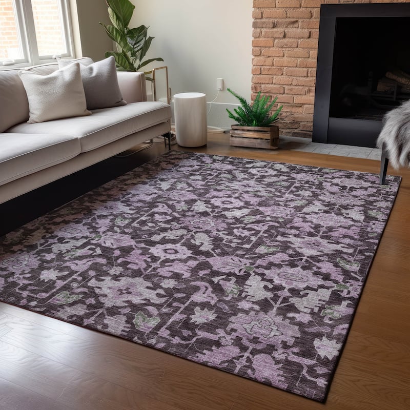 Machine Washable Indoor/ Outdoor Casual Traditional Chantille Rug