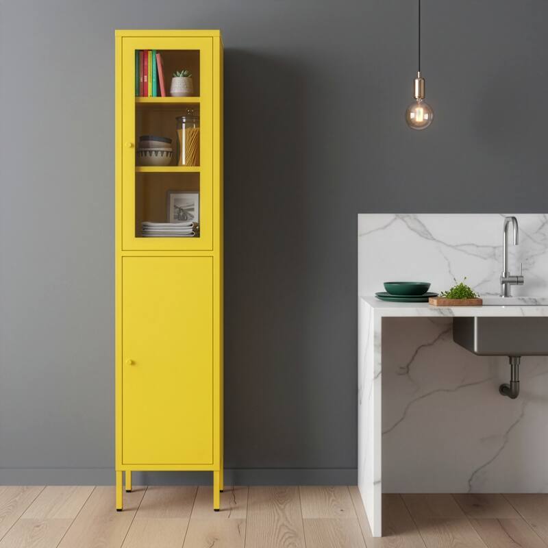Aviva 71-inch Yellow Two Door Metal Cabinet