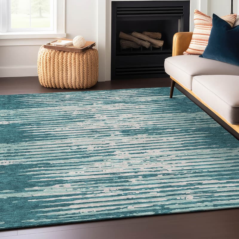 Machine Washable Indoor/ Outdoor Ombre Chantille Abstract Rug