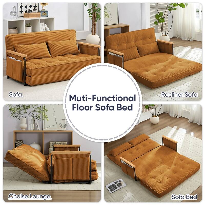 Mixoy Muti-Functional Folding Floor Sofa Bed,3-Seater,2-Seater,1-Seater Lazy Futon Sofa with 6 Position Adjustable Backrest