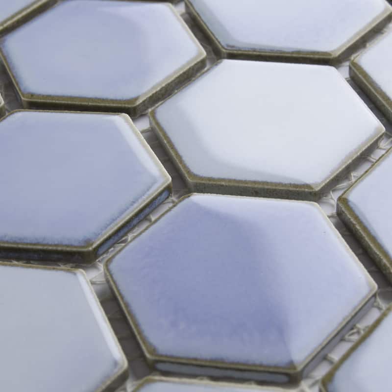 Merola Tile Hudson Due 2" Hex Frost Blue 10-7/8" x 12-5/8" Porcelain Mosaic Floor and Wall Tile