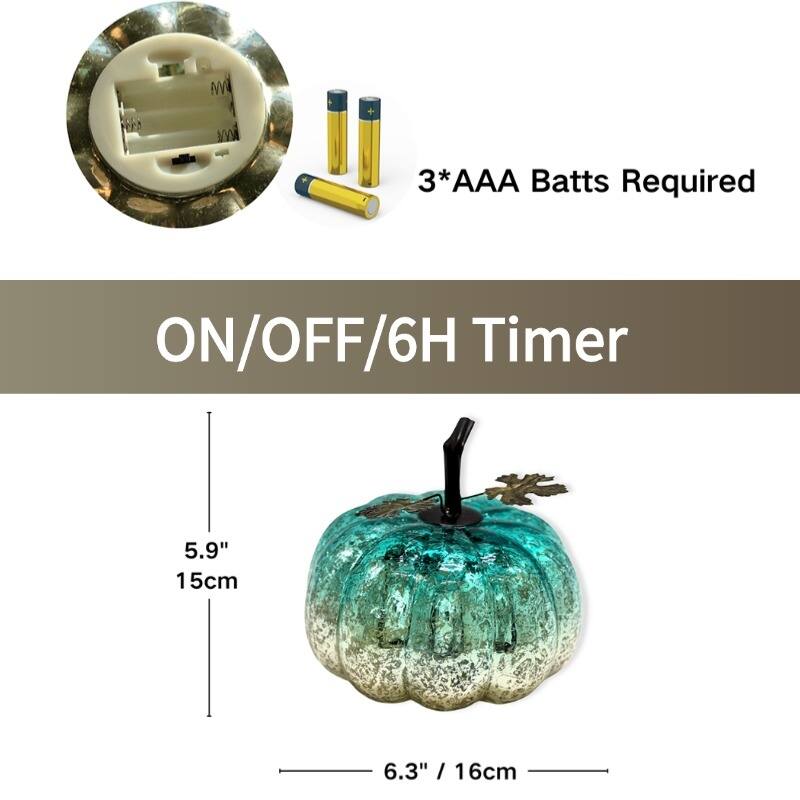 Mercury Glass Pumpkin Lights with Timer – Fall Halloween Table Decorations for Home & Thanksgiving Decor