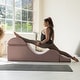 preview thumbnail 26 of 39, Avana Kami Convertible Chaise / Yoga & Massage - 2-In-1 Ottoman with Concealed Fold Out Yoga Lounge Chair, Microvelvet Pink