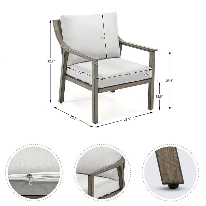 4-Piece Aluminum Patio Conversation Set with End Table and Cushions