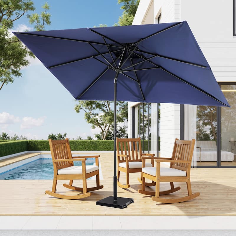 Pellebant Outdoor Patio 10 X 6.5 FT Double Top Market Umbrella with Wheels Base Stand