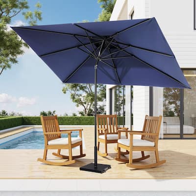 Pellebant Outdoor Patio 10 X 6.5 FT Double Top Market Umbrella with Wheels Base Stand