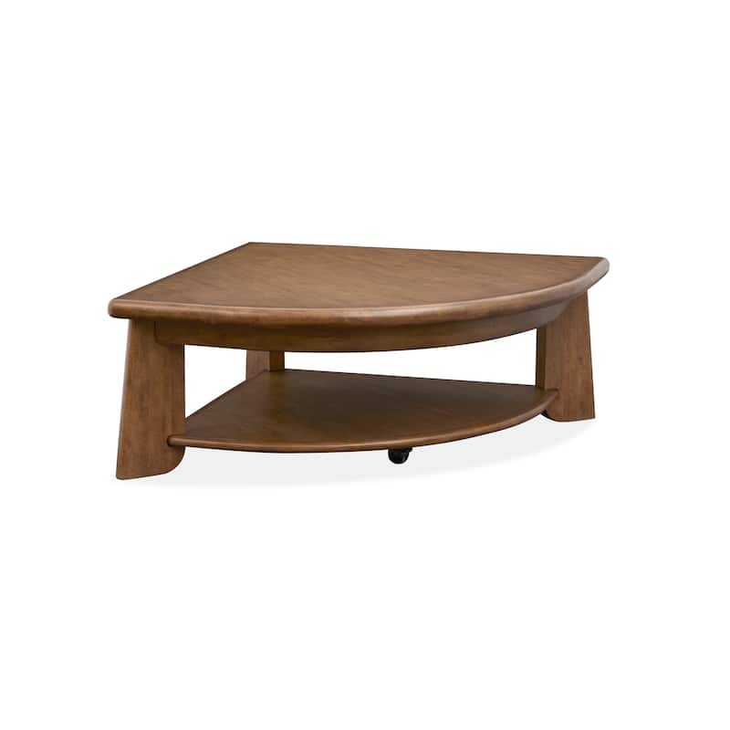 Magnussen Home Tanner Tawny Brown Pie Shaped Lift Top Cocktail Table with Casters - 38''W x 38''D x 16.5''H - 38''W x 38''D x 16.5''H