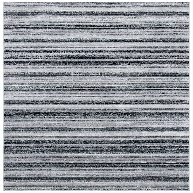 SAFAVIEH Skyler Neppie Modern Stripe Rug - 6'7" Square - Grey/Black