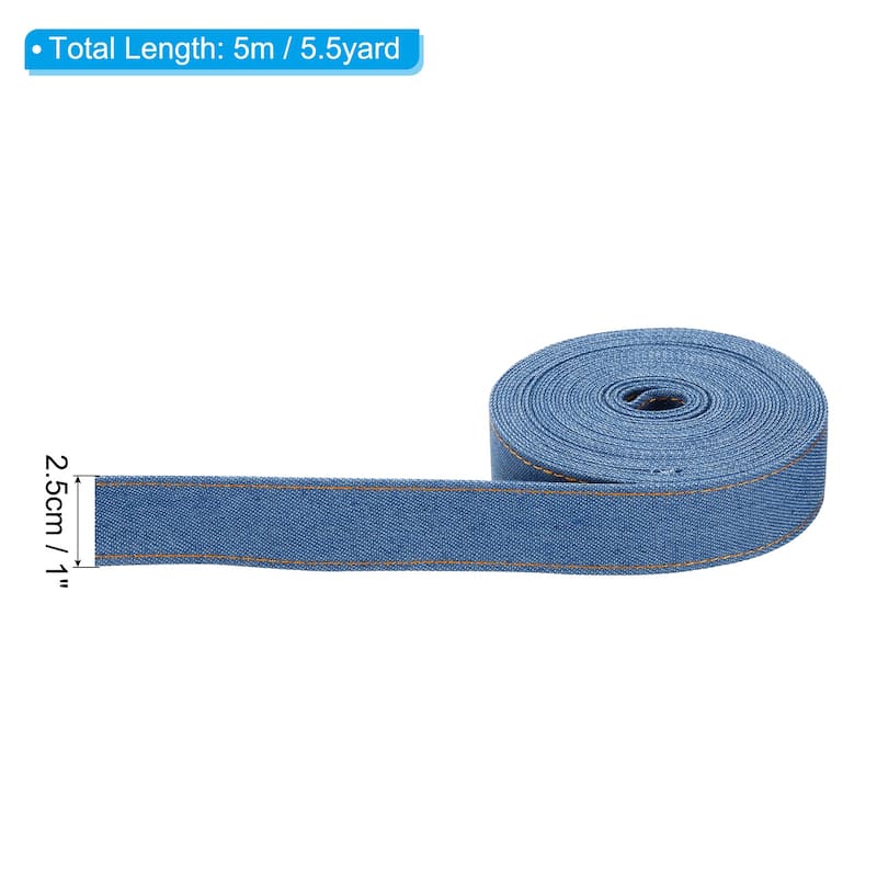 Denim Ribbon, 1 Roll 5.5 Yard Craft Strip - Blue - 1"